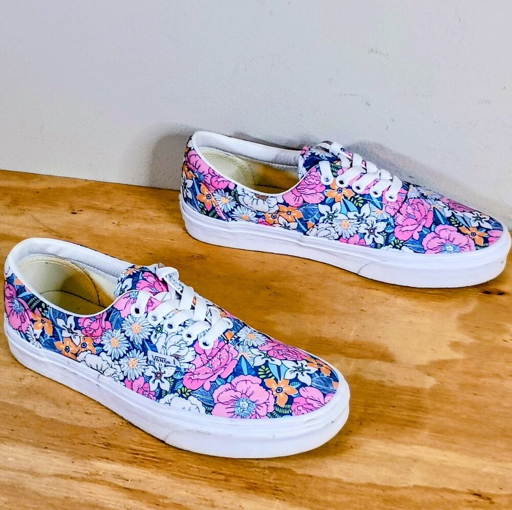 Vans Era Garden Floral Multi-Color Sneakers Women's 9 Men's 7.5 True White Shoes